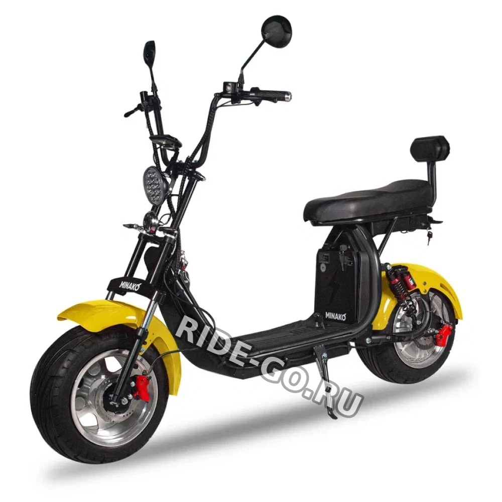 Электроскутер Minako Rex Citycoco 2000w двухколесный желтый