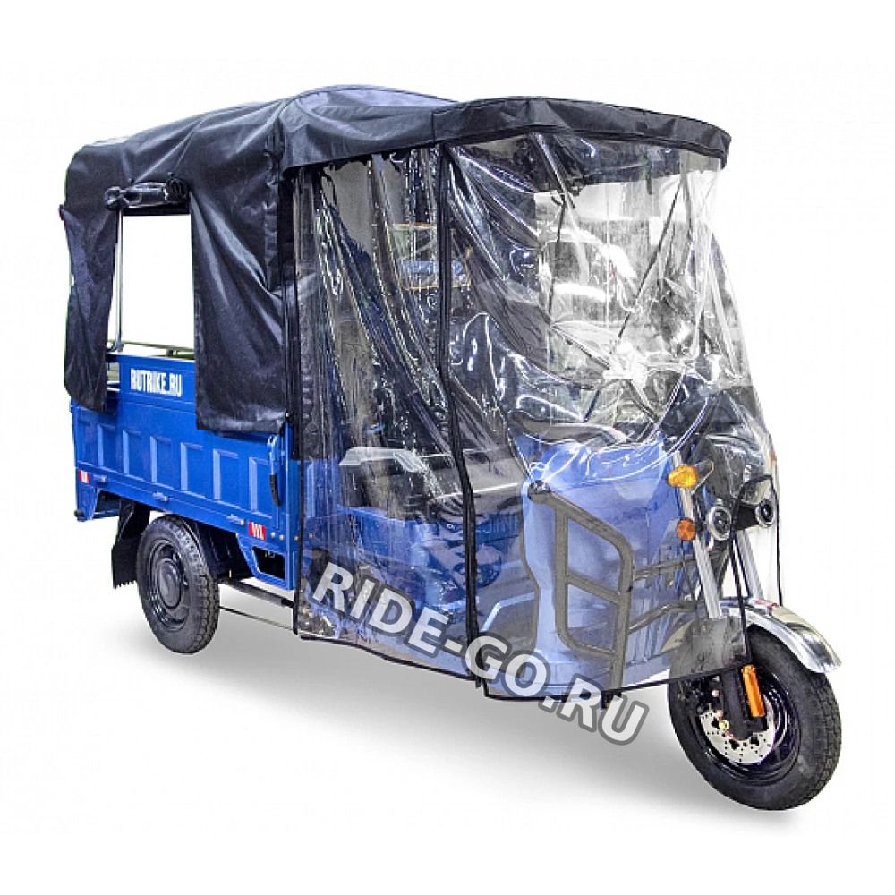 Тент защитный для грузового электротрицикла Rutrike 2000x1300 Титан с боковыми стенками