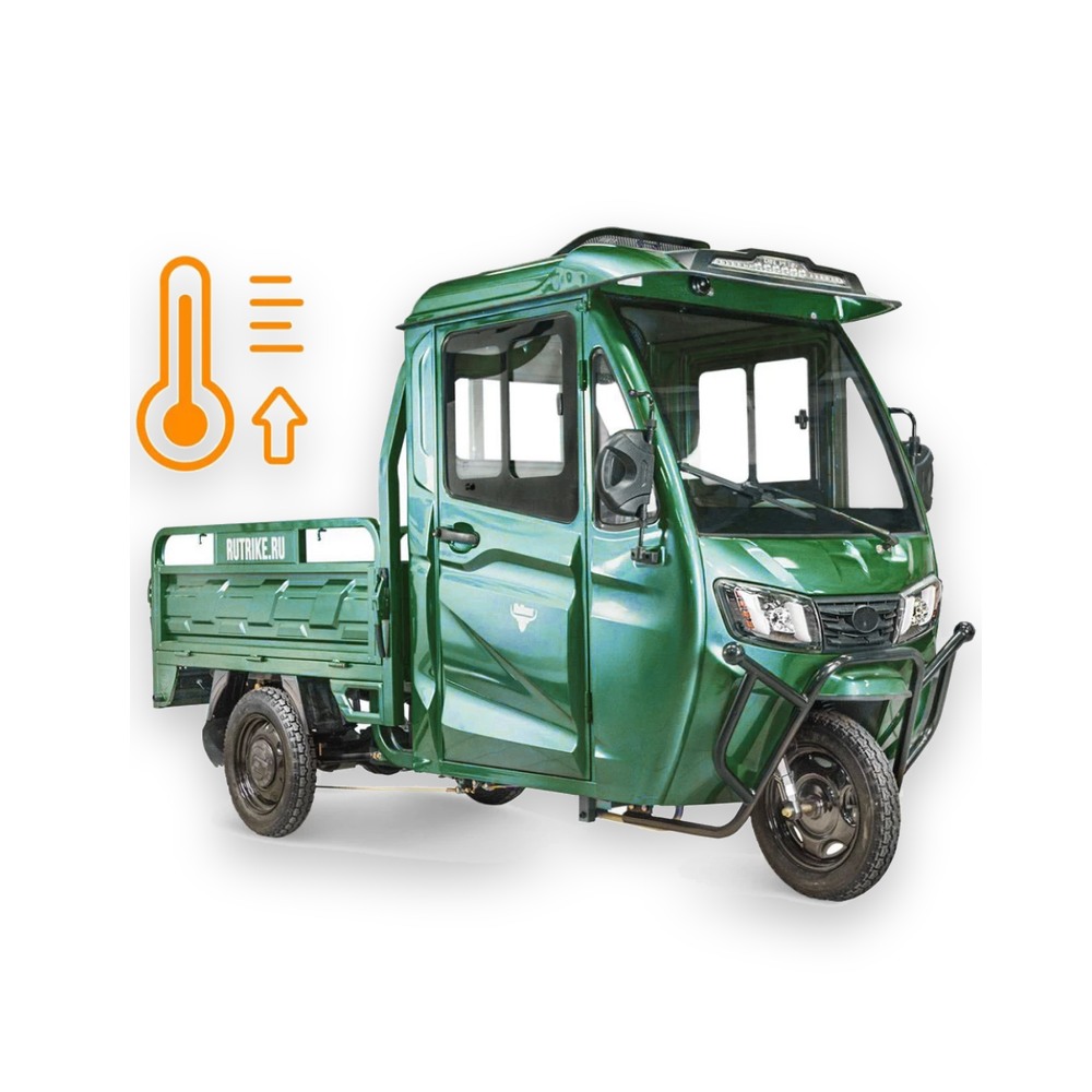 Грузовой электротрицикл Rutrike КАРГО Кабина обогрев 1500 60V1000W зеленый