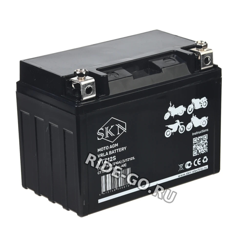Аккумулятор стартерный для мототехники SKN YTZ12S (12V/11Ah/210A) [UTZ12S, CT 1211, HYB16A-AB]