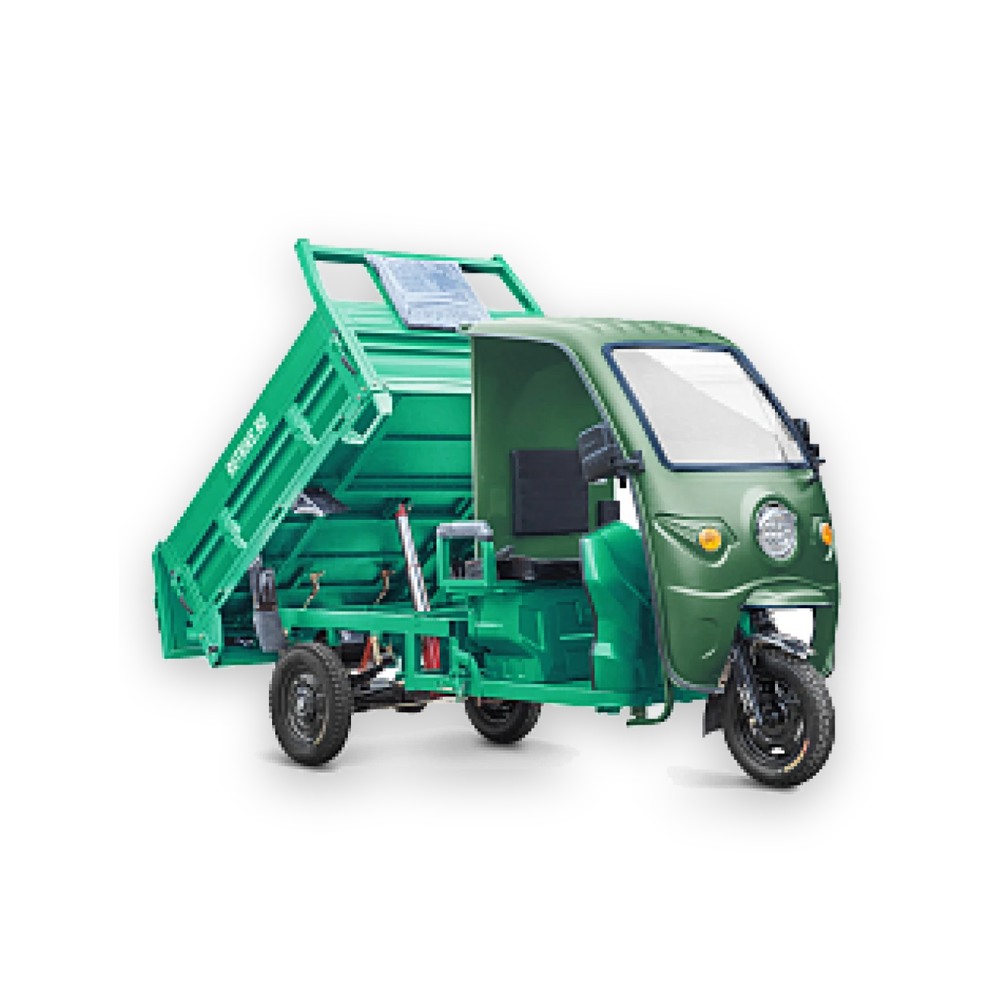 Грузовой электротрицикл Rutrike D5 КАБИНА гидравлика 1700 60V1200W Зеленый