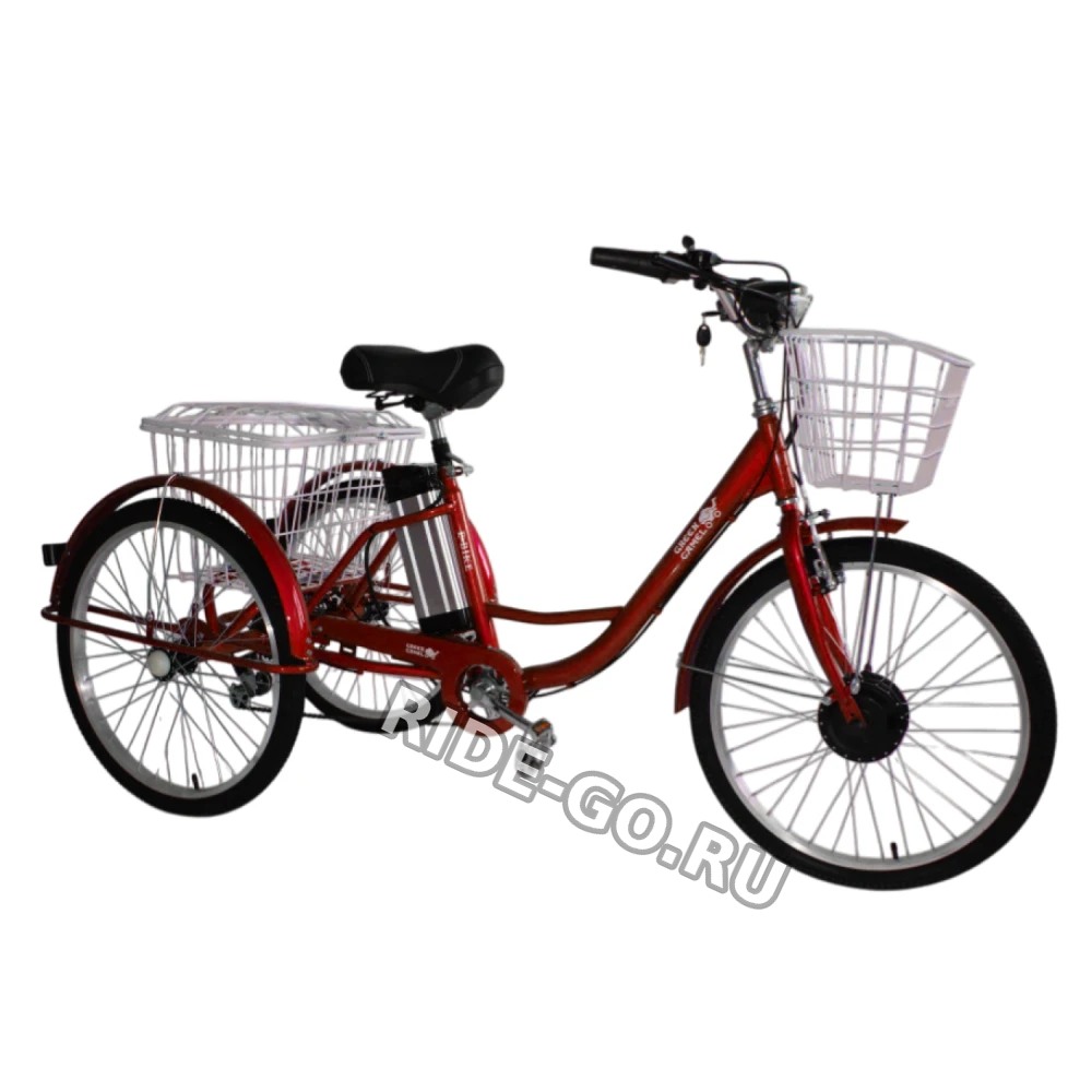 Электровелосипед GreenCamel Трайк-24 V3 (R24 350W 48V12Ah) 7 скор красный