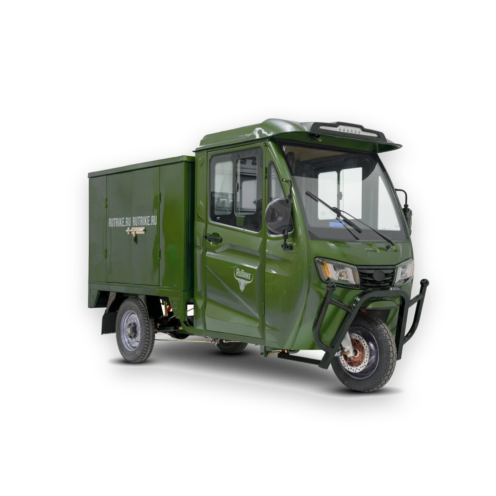 Грузовой электротрицикл Rutrike КАРГО Кабина Дуал NEXT темно-зеленый