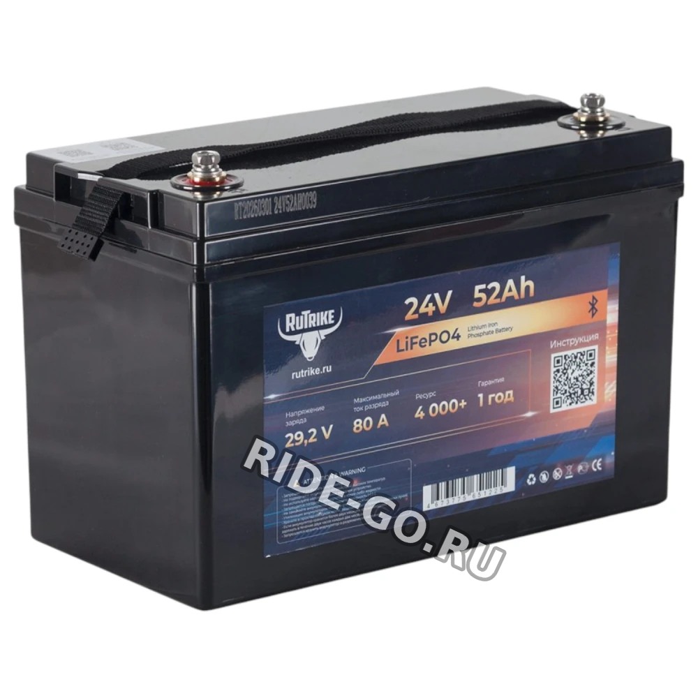 Аккумуляторная батарея литиевая Rutrike LiFePO4 (24V/52Ah/80A BT)