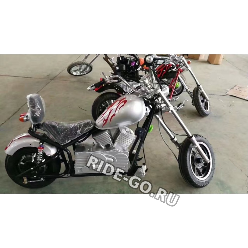 Электромотоцикл GreenCamel Chopper C100, 60V 1000W R12 Серебристый