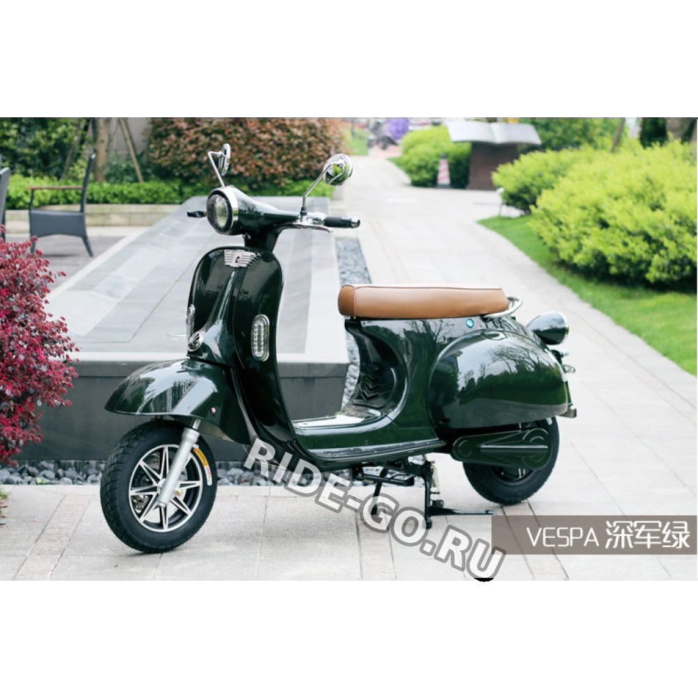 Электроскутер GreenCamel Vespa Style, 72V 3000W R12 быстросъем Темно-зеленый
