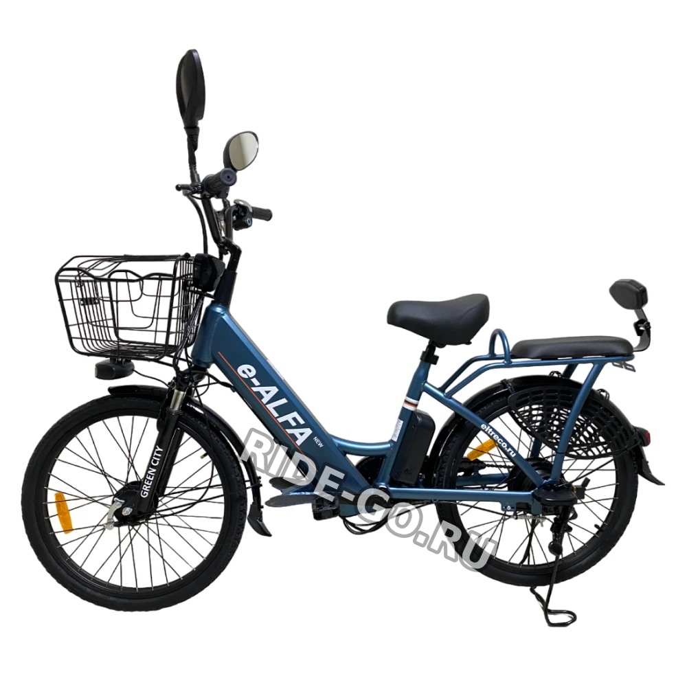 Электровелосипед Green City e-ALFA new (сине-серый матовый)