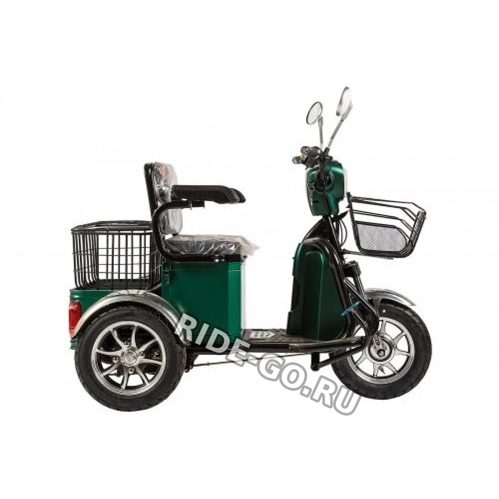Электротрицикл Rutrike S1 V2 с большой корзиной зеленый