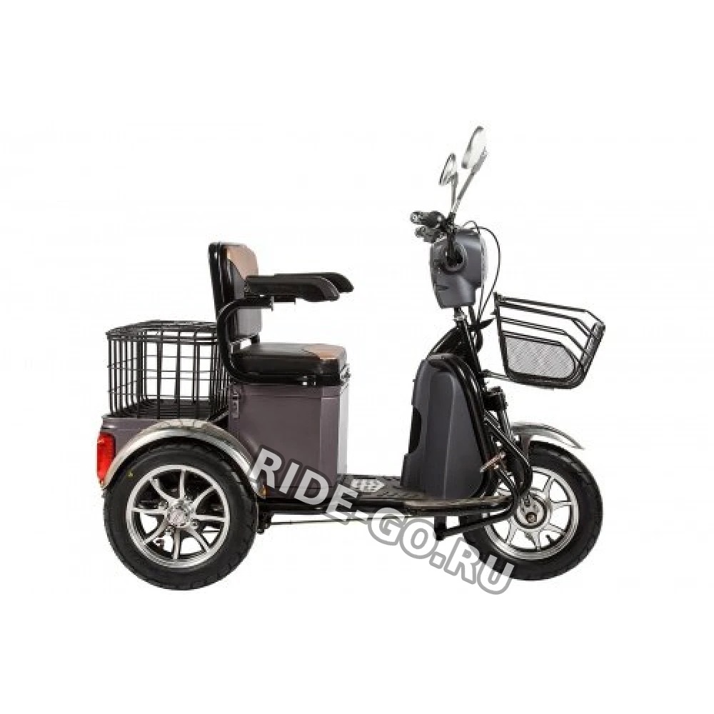 Электротрицикл Rutrike S1 V2 с большой корзиной серый
