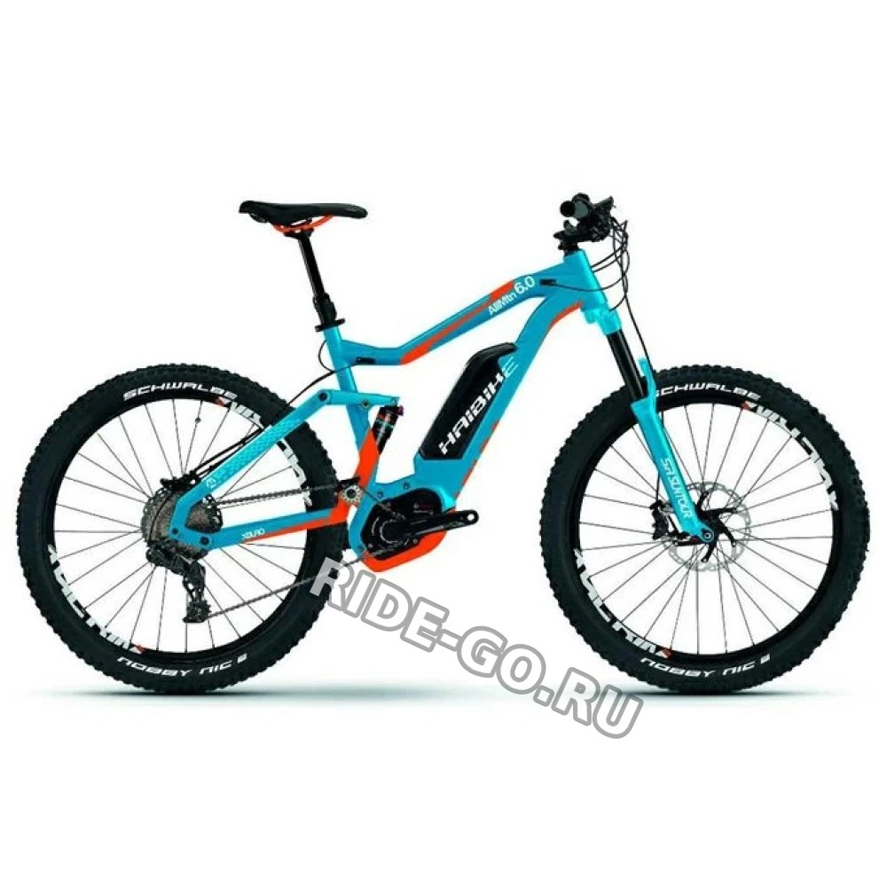Электровелосипед Haibike XDURO Allmtn 6.0 оранжево-голубой