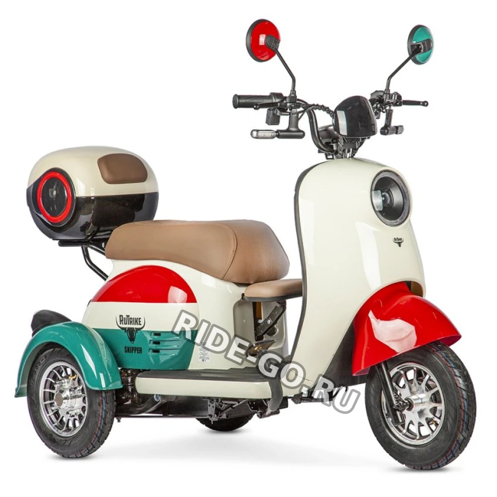 Электрический трицикл Rutrike Шкипер New Trike Красно-белый