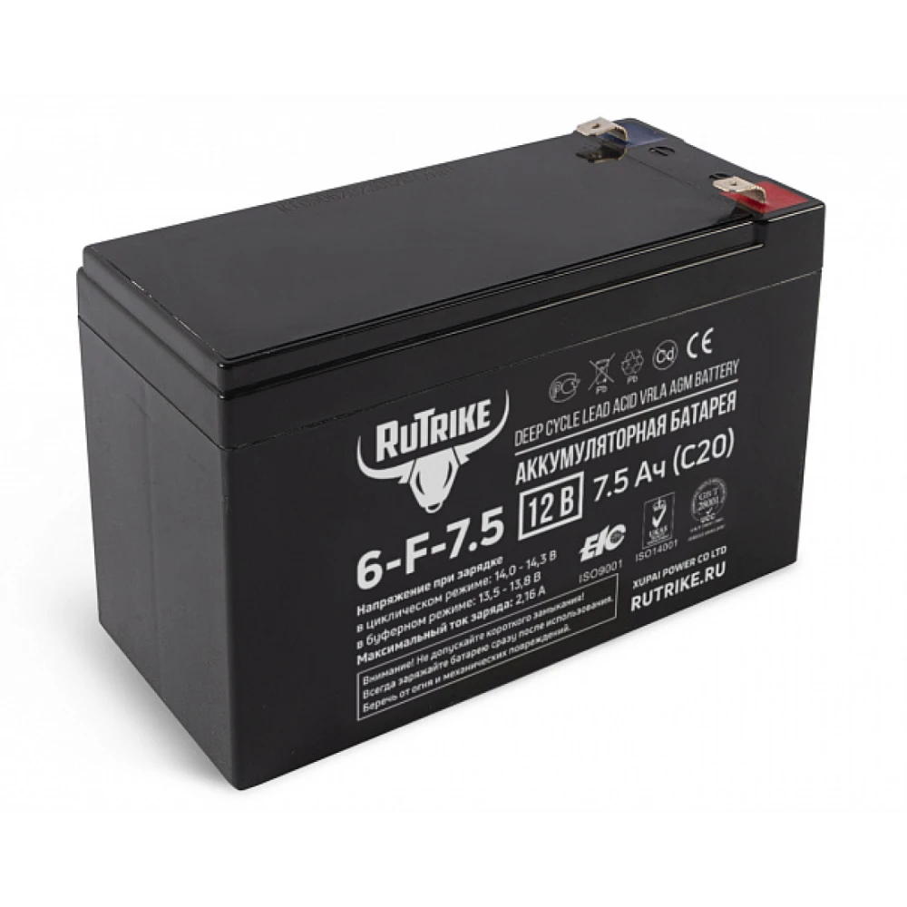 Аккумулятор RuTrike 6-F-7,5 (12V7,5A/H C20)